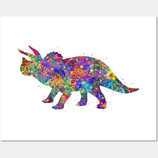 Triceratops dinosaur watercolor art Posters and Art